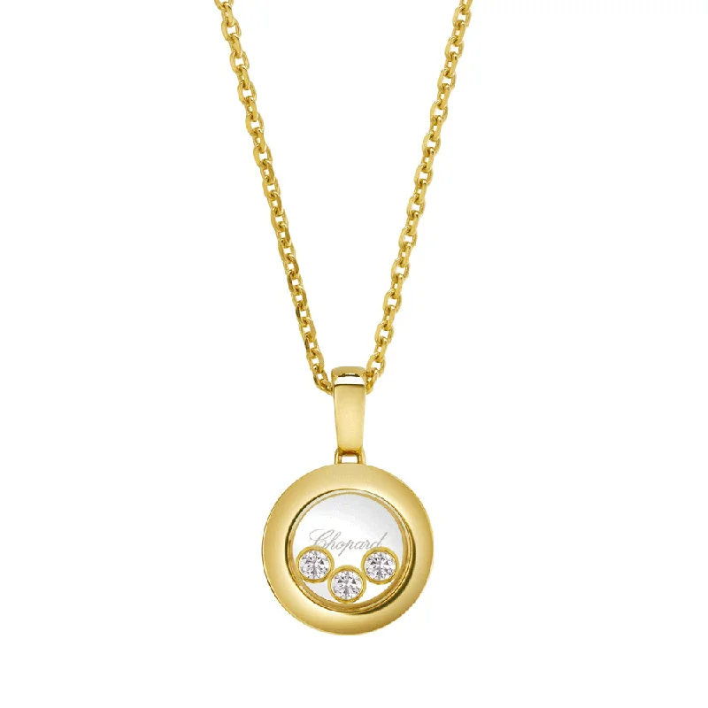 Designer Necklace with Pearl and Gold Details-Happy Diamonds Icons 18ct Yellow Gold Round Pendant