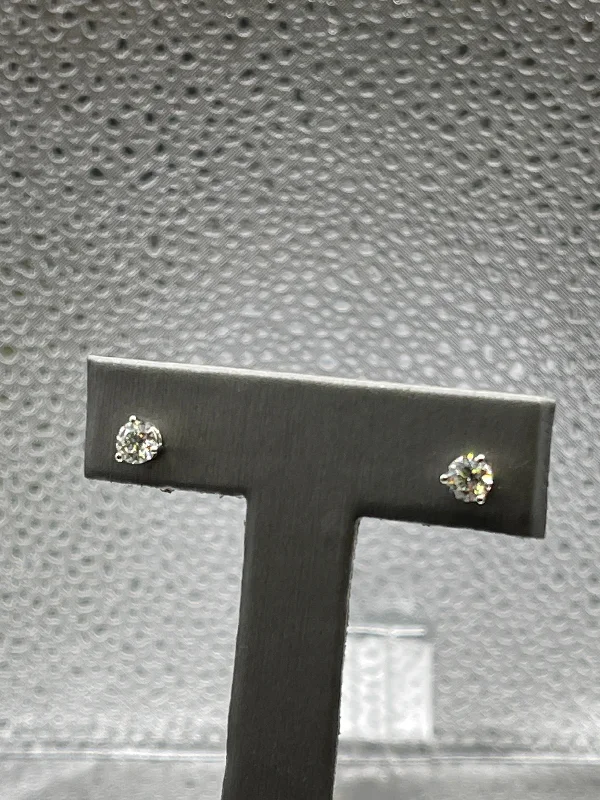 Elegant Chandelier Earrings for Weddings-A Beautiful Pair of Ladies 950 Platinum Round Diamond Stud Screw Back Earrings