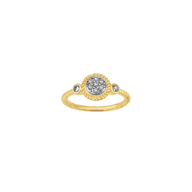 Vintage-inspired Wedding Ring with Vintage Diamonds-Diamond Bezel Braided Engagement Ring (14K)