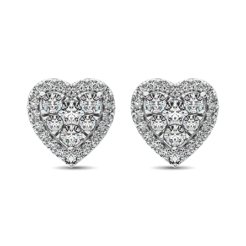 Colorful Acrylic Earrings for Summer-Diamond 3/4 ct tw Heart Earrings  in 14K White Gold