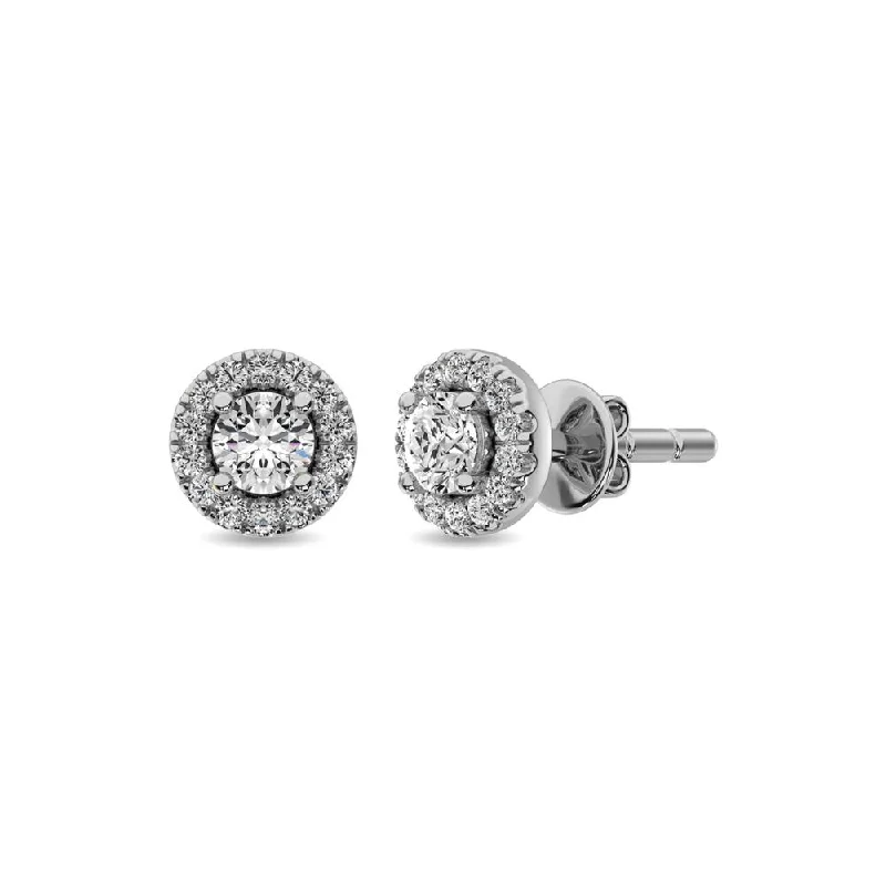 Trendy Stud Earrings for Teens-Diamond 1/3 ct tw Round Cut Fashion Earrings in 10K White Gold