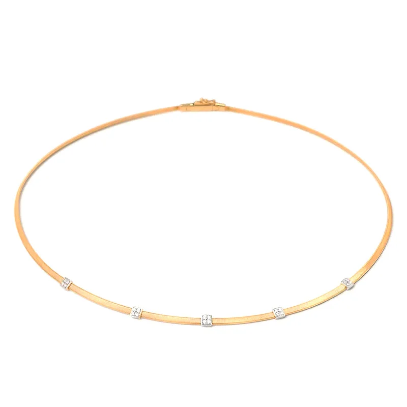 Simple Rose Gold Necklace with Pendant-18ct Yellow And White Gold Masai Diamond Set Necklace