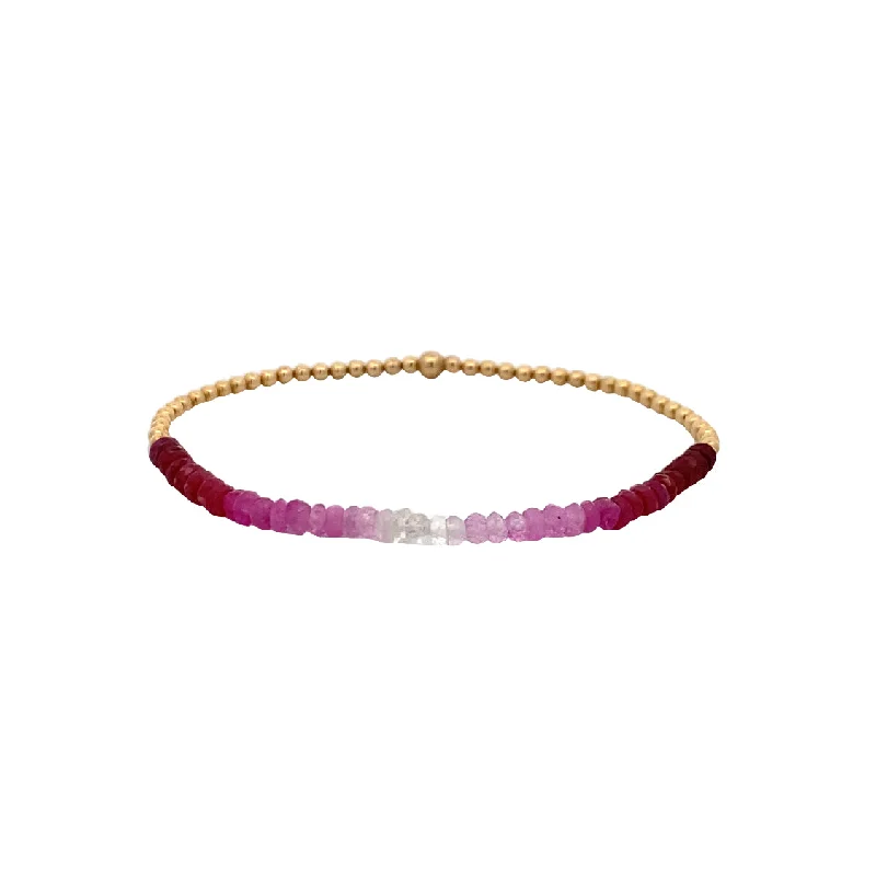 Customizable Gold Bracelet with Minimalist Look-2mm Ruby Ombre Stretch Bracelet in Yellow Gold  by Karen Lazar