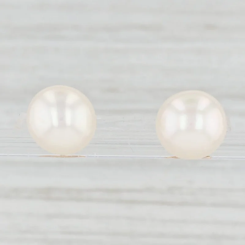 Large Gold Drop Earrings-Freshwater Cultured Pearl Stud Earrings 14k Yellow Gold Pierced Studs