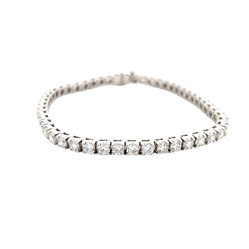 Simple Gold Bracelet with Delicate Chain-7.5" LAB-Created 8.0ctw Diamond Tennis Bracelet in White Gold