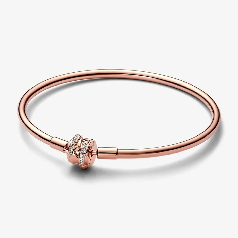 Luxury Gold Bangles with Ruby Accents-PANDORA : Pandora Moments Limited Edition Shooting Star Charm Bangle - Rose Gold-Plated