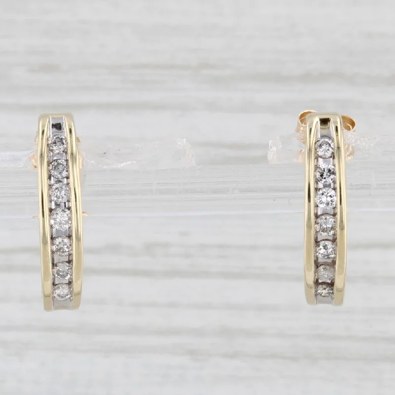 Shiny Crystal Earrings for Evening-0.20ctww Diamond Journey Earrings 10k Yellow Gold J-Hook Drops