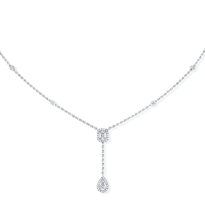 Personalized Heart-Shaped Crystal Necklace-My Twin Tie 18ct White Gold Diamond Necklace