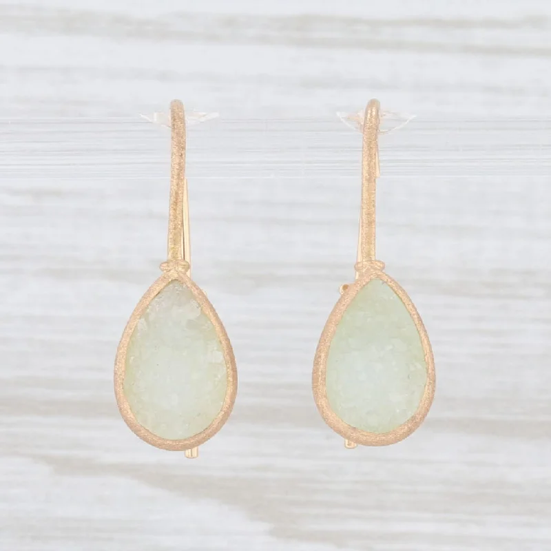 Handmade Pearl Drop Earrings-New Nina Nguyen Aquamarine Druzy Quartz Drop Earrings 18k Gold Hook Posts