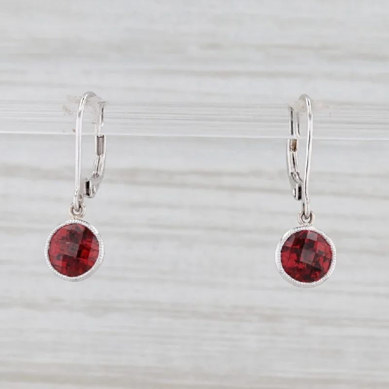 Colorful Stud Earrings for Casual Look-New 1.96ctw Garnet Earrings 14k White Gold Solitaire Drop January Birthstone