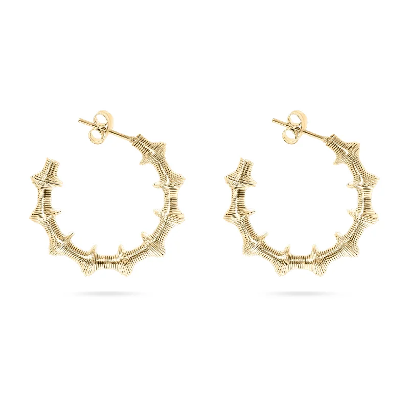 Pearl Dangle Earrings for Bridesmaids-18K Gold PVD Stainless Steel Wired Statement Hoop Earrings / ERJ0019