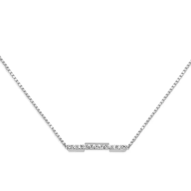 Personalized Bar Necklace for Gifts-Gucci Link to Love 18ct White Gold Diamond Pave Set Necklace