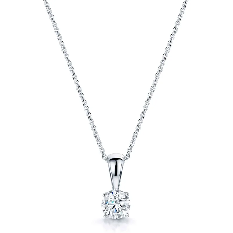 Large Diamond Necklace for Evening Events-18ct White Gold Round Brilliant Cut Diamond Pendant