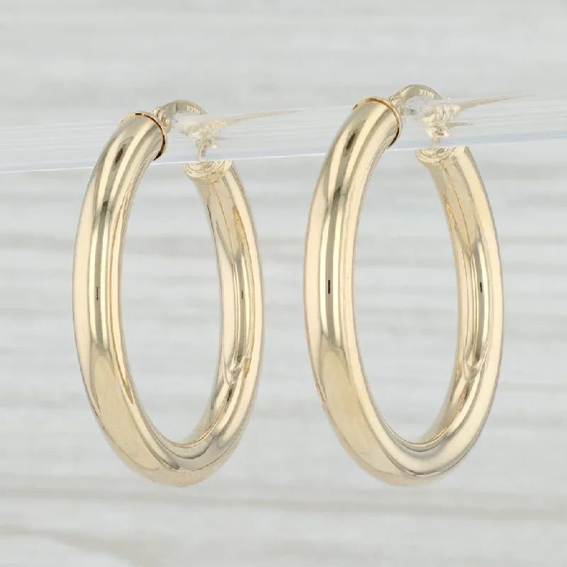 Colorful Stud Earrings for Casual Look-New Round Hoop Earrings 14k Yellow Gold 4 x 32mm Pierced Hoops