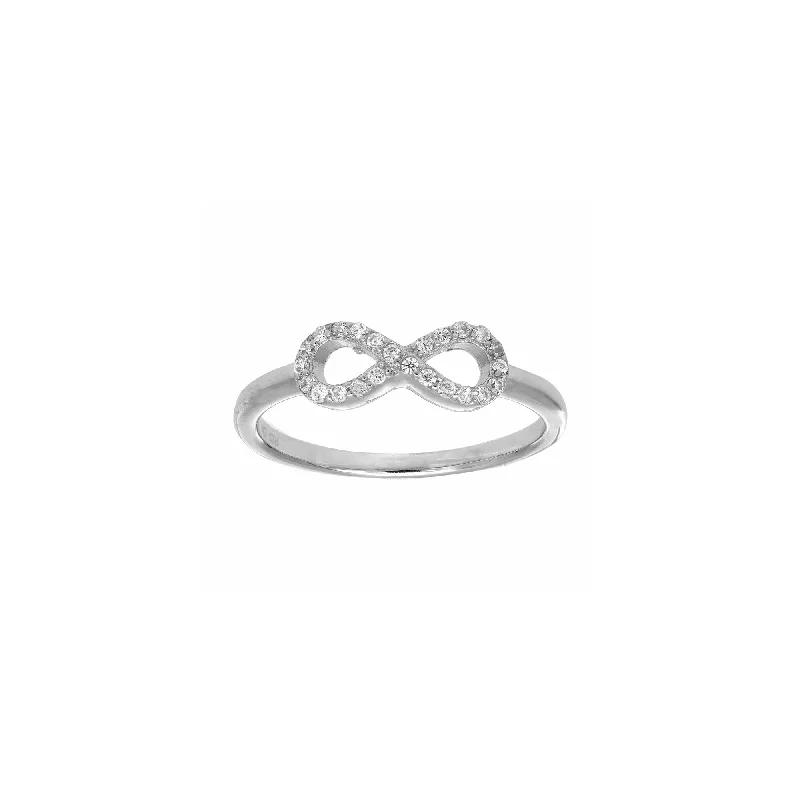 Customizable Wedding Ring with Family Birthstones-Icy Infinity Stackable Ring (Silver)