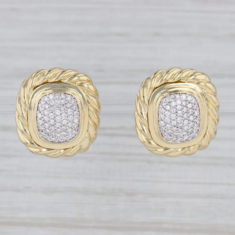 Fancy Gemstone Earrings-0.78ctw Diamond Albion Omega Earrings 18k Gold David Yurman Omega Backs