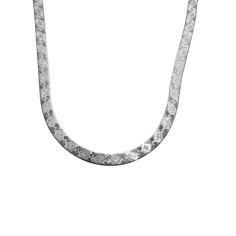 Designer Silver Necklace for Fashion Lovers-Reversible Herringbone Chain (Silver)