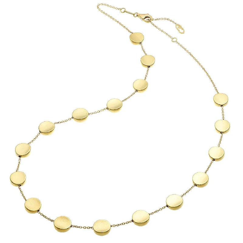 Vintage Pearl Necklace with Gold Accents-Armillas Glow 18ct Yellow Gold Flat Circle 45cm Necklace