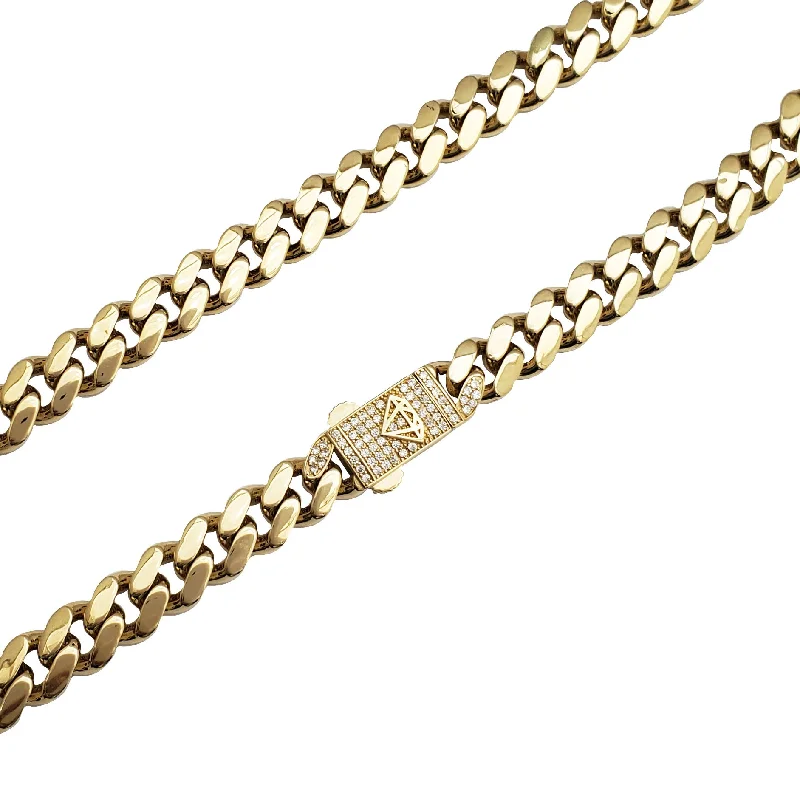 Elegant Bridal Necklace with Diamonds-[Lightweight] Monaco Chain (14K)