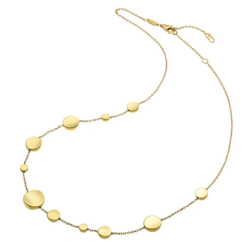 Statement Gold Necklace for Fashion Week-Armillas Glow 18ct Yellow Gold Flat Multi Circle  Necklace