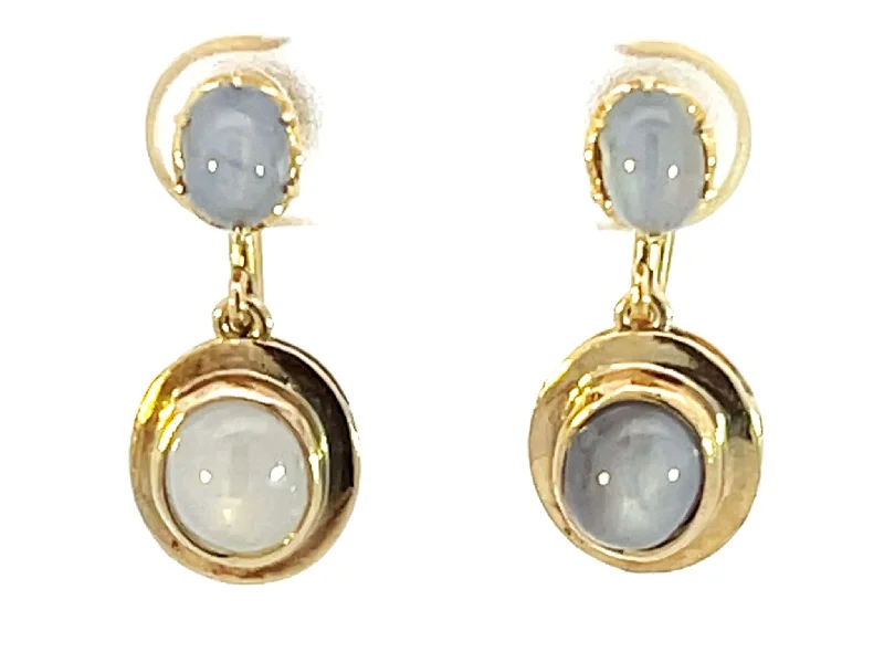 Small Hoop Earrings for Work-Dangly Star Sapphire Stud Drop Earrings 14k Yellow Gold