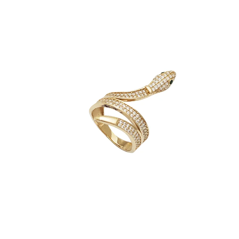 Simple Silver Ring with Ruby Gemstone-Snake Ring (14K)