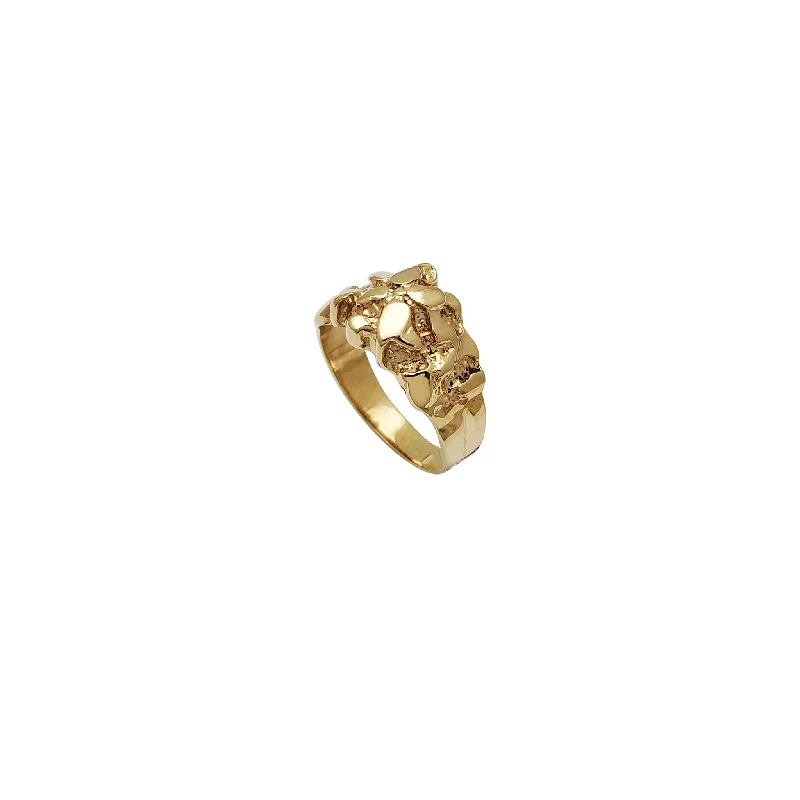 Unique Gold Ring with Engraving for Special Occasions-Mountain Nugget Ring (14K)