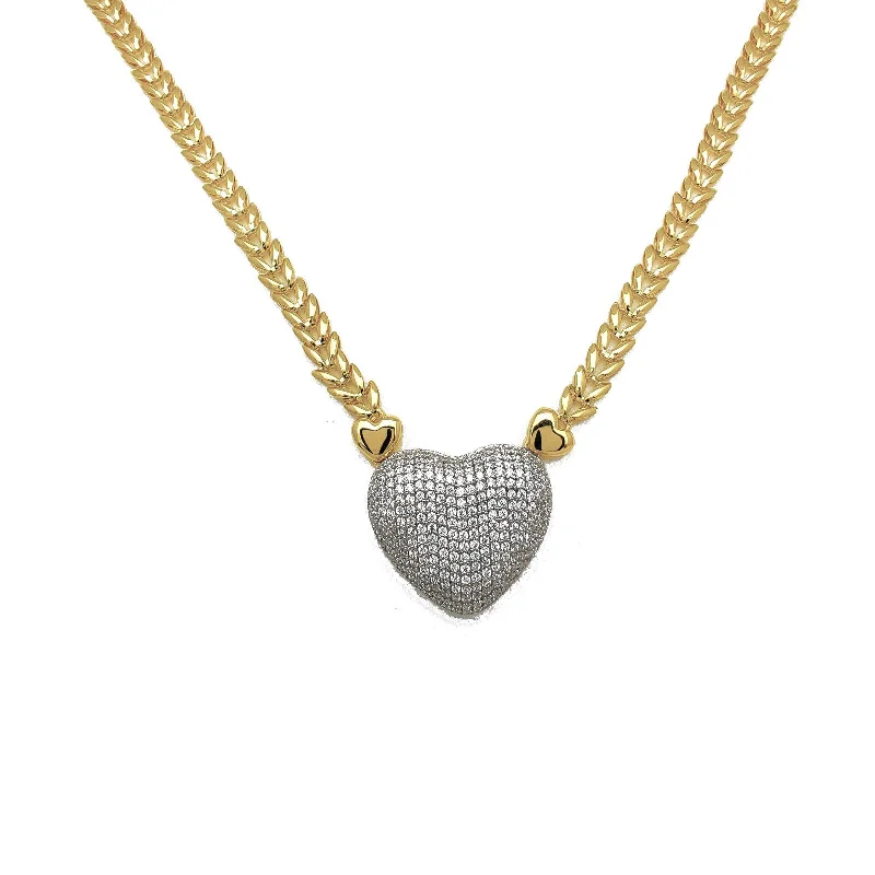 Trendy Geometric Necklace for Casual Style-Yellow Gold Fancy Heart Necklace (14K)