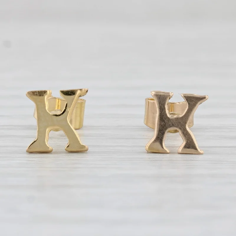 Swarovski Crystal Earrings for Brides-Letter K Stud Earrings 18k Yellow Gold Initial Jewelry