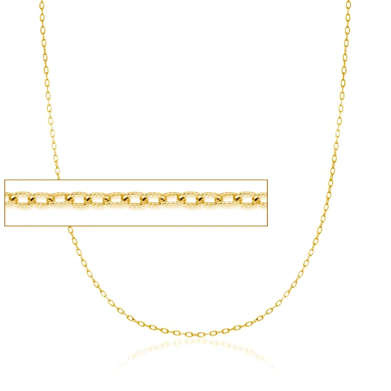 Dainty Gold Necklace with Small Pendant-Diamond Cuts Textured Cable Chain (14K)