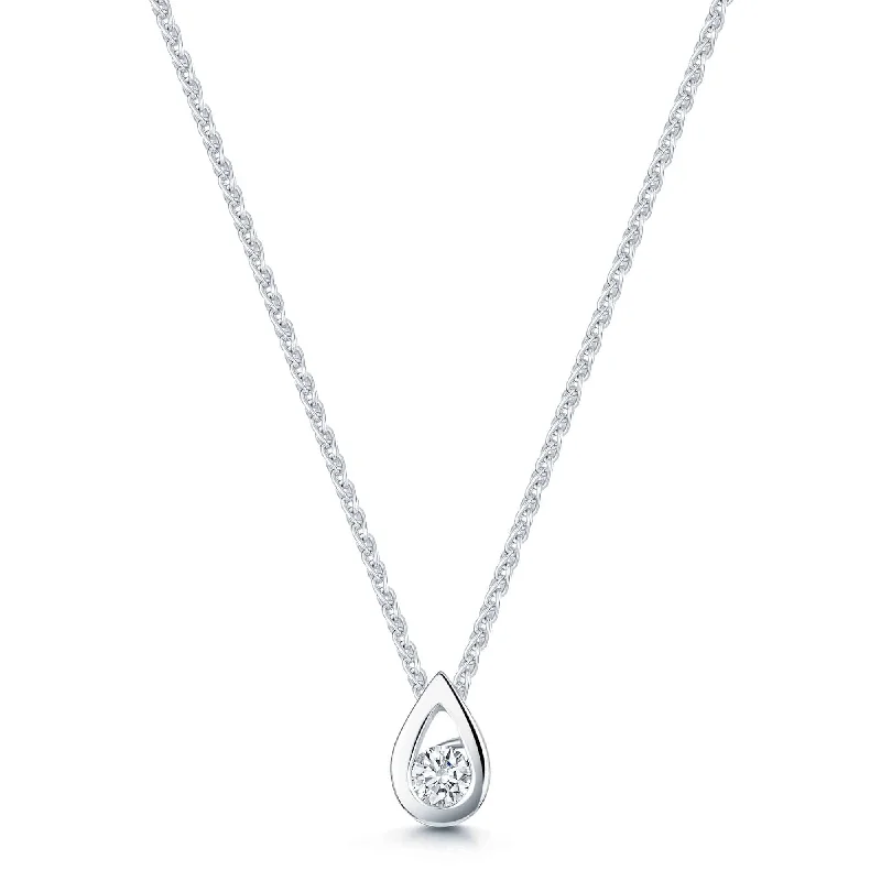 Gold and Diamond Necklace for Special Events-18ct White Gold Diamond Pendant