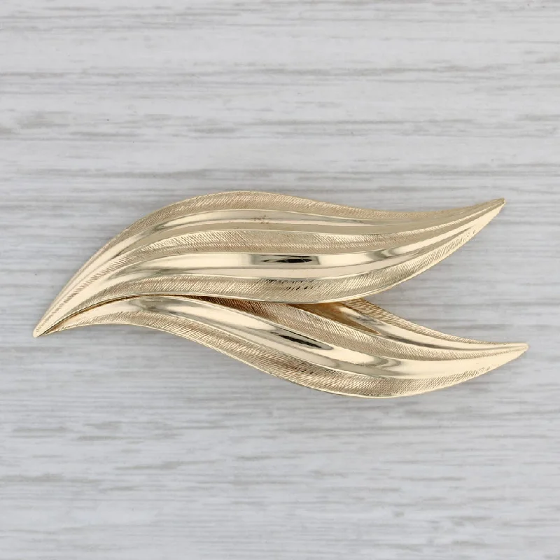 Brooch For Everyday Outfits-Tiffany & Co Leaf Brooch 14k Yellow Gold Germany Floral Pin