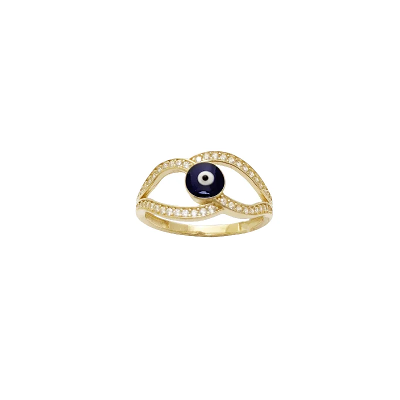 Classic Engagement Ring with Cushion Cut Gemstone-Evil Eye Ring (14K)