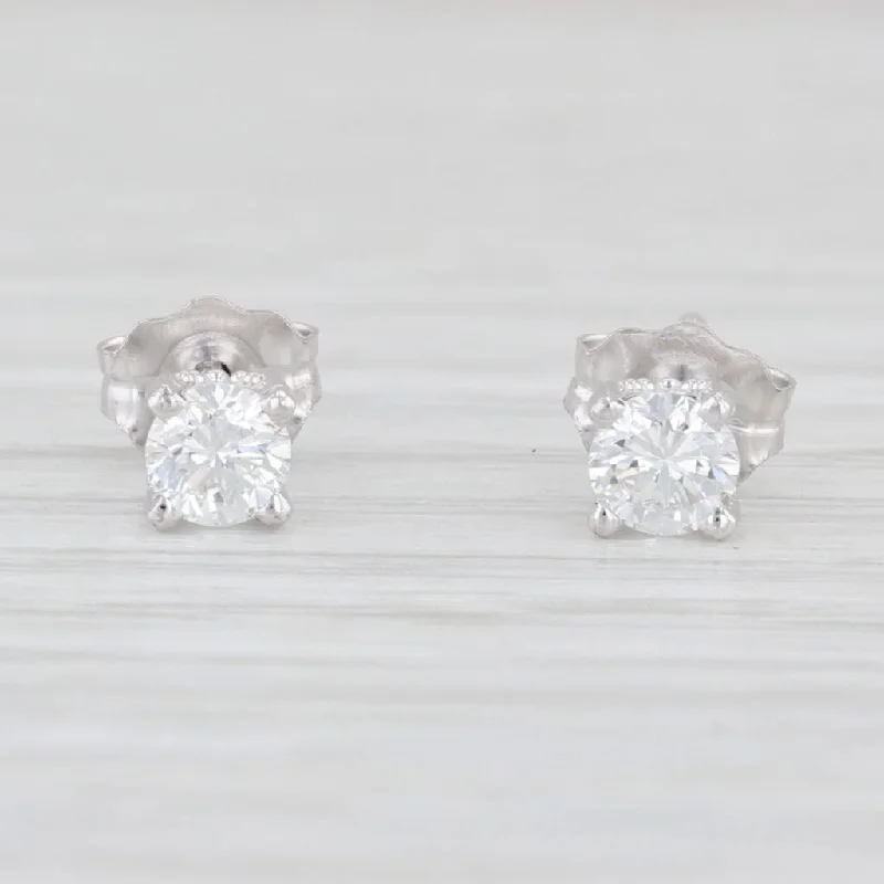 Fine Silver Earrings for Women-New 0.34ctw Diamond Stud Earrings 14k White Gold Round Solitaires