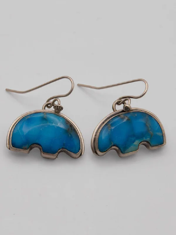 Stylish Pearl Hoop Earrings-Bear Silhouette Turquoise Earrings