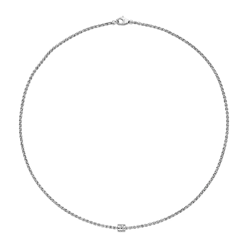 Custom Name Necklace for Wedding Gifts-Aria 18ct White Gold Necklace With Diamond Set Rondel