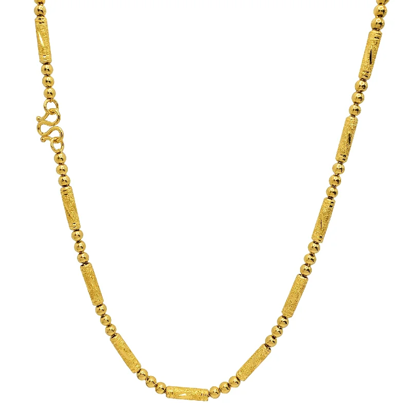 Luxury Gold Necklace for Brides-Glitter-cut Barrel & Ball Necklace (24K)