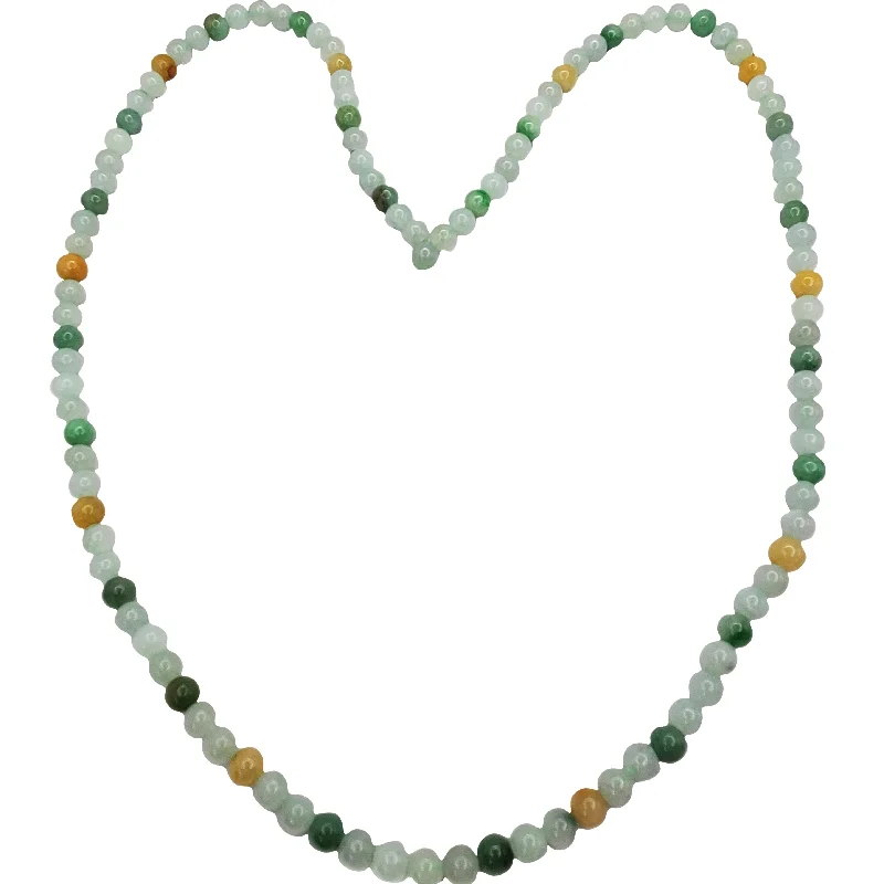 Classic Gold Necklace with Birthstone Pendant-Jade Beads Necklace (14K)