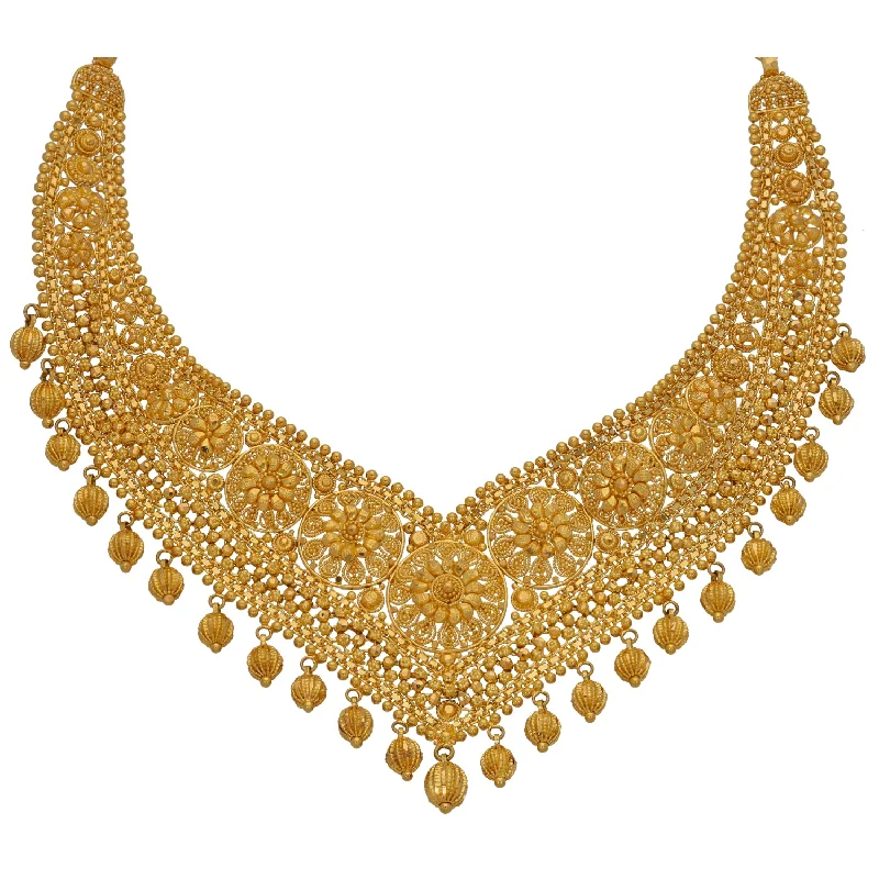 Sparkling Crystal Necklace for Formal Occasions-22ct Gold Earrings & Necklace Set