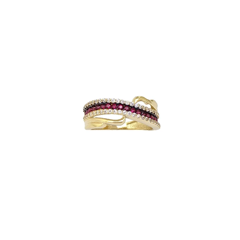 Personalized Gold Ring for Special Occasions-Red Zirconia Lady Ring (14K)