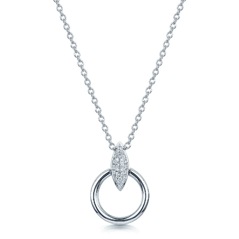 Sparkling Crystal Necklace for Evening Wear-The Origin Collection 18ct White Gold Pave Diamond Seed Drop Circle Necklace