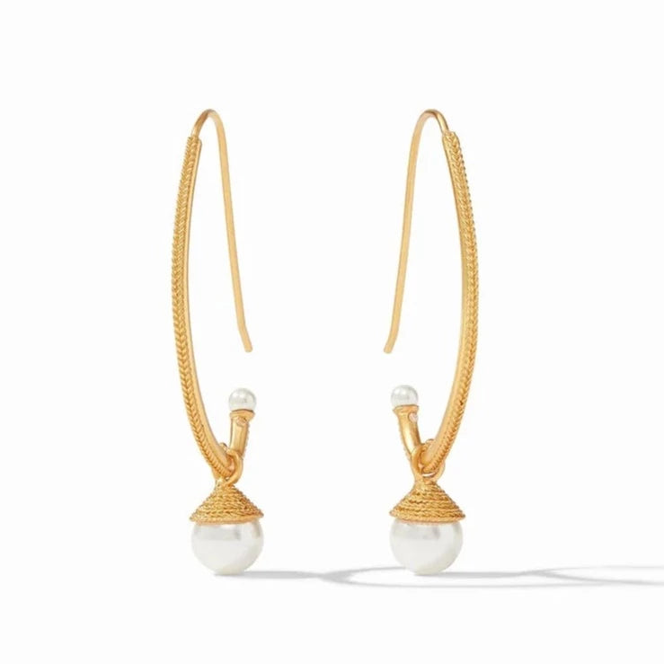 Long Gold Earrings for Formal Wear-Julie Vos Windsor Collection Pearl Statement Earrings