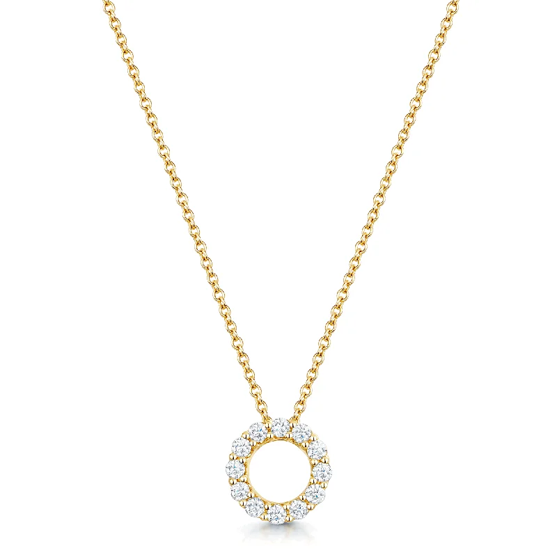 Trendy Geometric Necklace for Casual Style-18ct Yellow Gold Round Brilliant Cut Diamond Circle Pendant