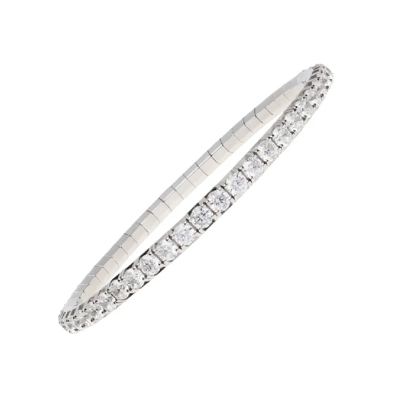 Elegant Silver Bracelet with Heart Pendants-7.30 ctw Diamond Stretch Tennis Bracelet