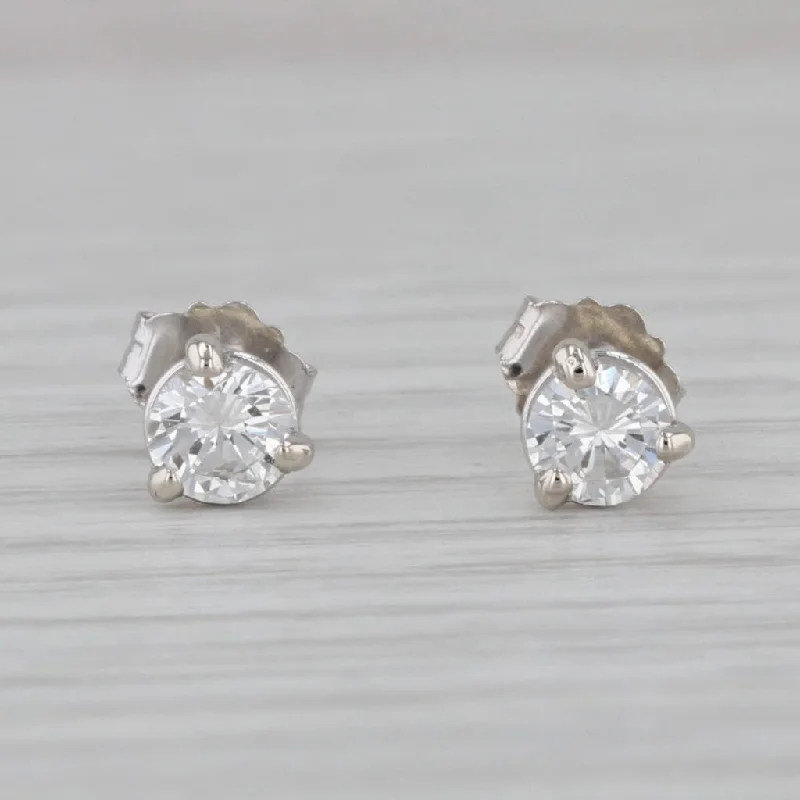 Geometric Gold Earrings-New 0.39ctw Diamond Stud Earrings 14k White Gold VS2 Round Solitaires