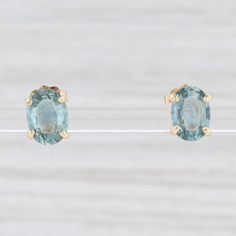 Large Gold Drop Earrings-New 2.20ctw Oval Sapphire Stud Earrings 14k Yellow Gold September Birthstone