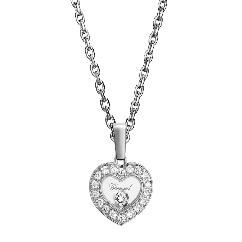 Classic Gemstone Necklace for Evening Wear-Happy Diamonds Icons 18ct White Gold Diamond Heart Pendant