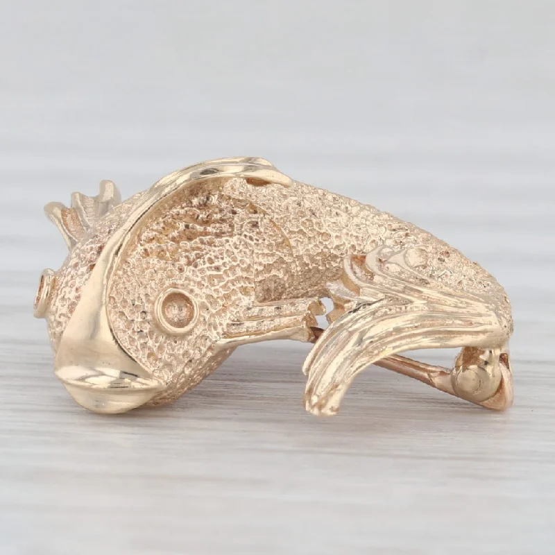 Modern Gemstone Brooch-Fish Pin 14k Yellow Gold Nautical Jewelry Brooch Lapel