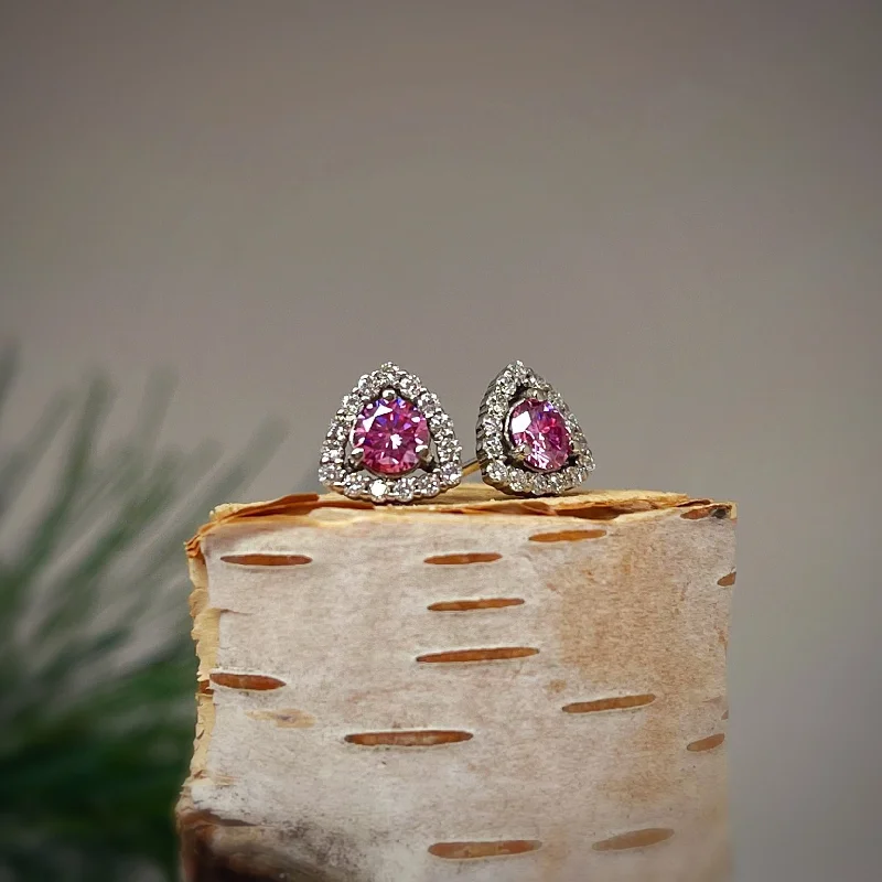 Artistic Gold Earrings-Trina Pink Moissanite - White Gold