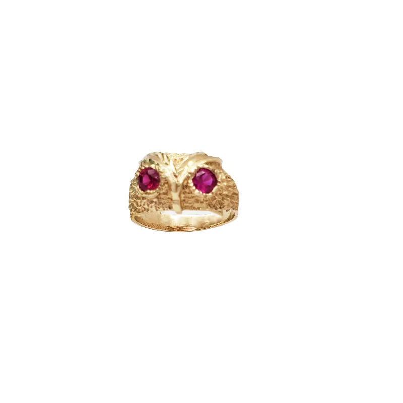 Vintage-inspired Gemstone Ring for Women-Owl Ring (14K)